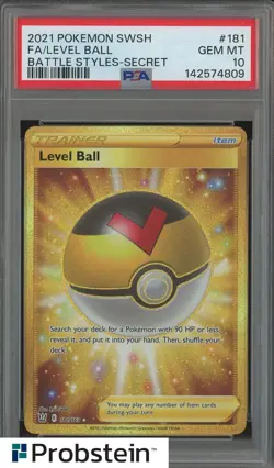 2021 Pokemon SWSH Battle Styles Secret #181 FA Level Ball PSA 10 GEM MINT - Image 1