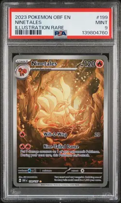 2023 POKEMON OBF EN-OBSIDIAN FLAMES ILLUSTRATION RARE #199 NINETALES PSA 9 - Image 1