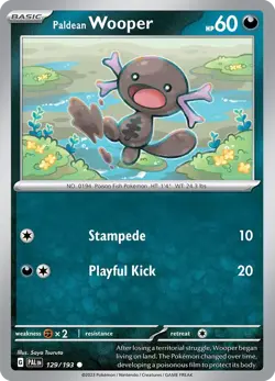 Paldean Wooper 129/193 Common Paldea Evolved Pokemon Card NM - Image 1