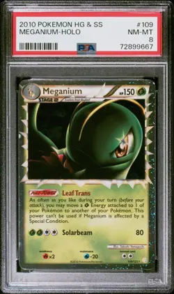 2010 POKEMON HEARTGOLD & SOULSILVER #109 MEGANIUM-HOLO PSA 8 - Image 1