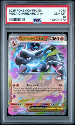 2025 POKEMON PFL EN-PHANTASMAL FLAMES #013 MEGA CHARIZARD X EX PSA 10 - Image 1