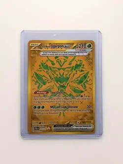 Pokemon Ogerpon EX Teal Mask Prismatic Evolutions Gold Hyper Rare Card - Image 1