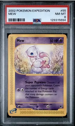 Pokemon Mew #55/165 Non-Holo Rare - 2002 Expedition Base Set - PSA 8 NM-MT - Image 1