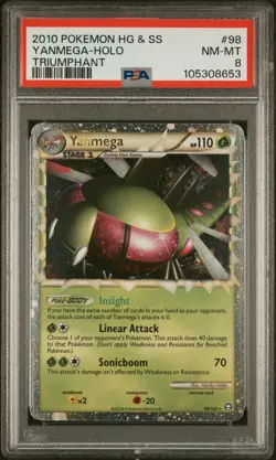2010 POKEMON HEARTGOLD & SOULSILVER TRIUMPHANT #98 YANMEGA-HOLO PSA 8 - Image 1