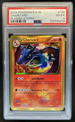 2013 Pokemon Black & White Plasma Storm Charizard #136/135 PSA 4 - Image 1