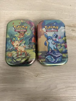 Pokemon TCG Prismatic Evolutions Mini Tin Lot Of 2 Sealed Glaceon & Leafeon - Image 1
