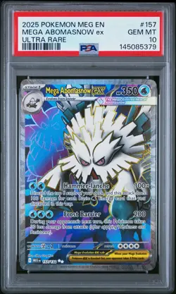 2025 POKEMON MEG EN-MEGA EVOLUTION ULTRA RARE #157 MEGA ABOMASNOW EX PSA 10 - Image 1