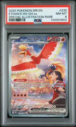 2025 POKEMON DRI EN-SPECIAL ILLUSTRATION RARE #230 ETHAN'S HO-OH EX PSA 8 - Image 1