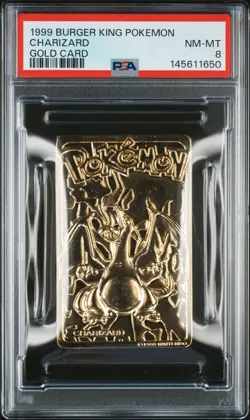 1999 BURGER KING POKEMON GOLD CARDS CHARIZARD PSA 8 - Image 1