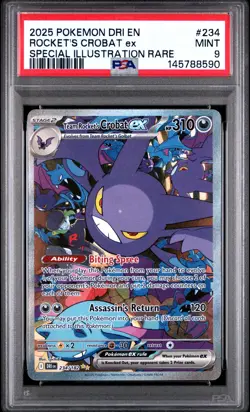2025 POKEMON DRI SPECIAL ILLUSTRATION RARE #234 TEAM ROCKET'S CROBAT EX PSA 9 - Image 1