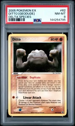2005 POKEMON EX DELTA SPECIES #62 DITTO [GEODUDE] PSA 8 - Image 1