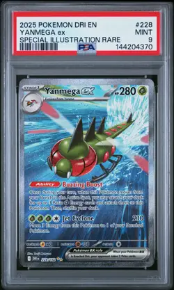 2025 POKEMON DESTINED RIVALS SPECIAL ILLUSTRATION RARE #228 YANMEGA EX PSA 9 - Image 1