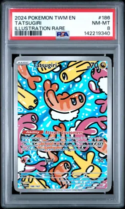 2024 POKEMON TWM EN-TWILIGHT MASQUERADE ILLUSTRATION RARE #186 TATSUGIRI PSA 8 - Image 1