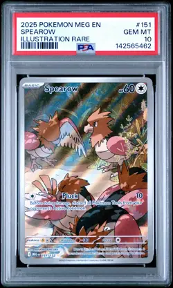 2025 POKEMON MEG EN-MEGA EVOLUTION ILLUSTRATION RARE #151 SPEAROW PSA 10 - Image 1