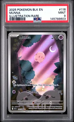 2025 POKEMON BLK EN-BLACK BOLT ILLUSTRATION RARE #116 MUNNA PSA 9 - Image 1