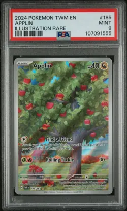 2024 POKEMON TWM EN-TWILIGHT MASQUERADE ILLUSTRATION RARE #185 APPLIN PSA 9 - Image 1