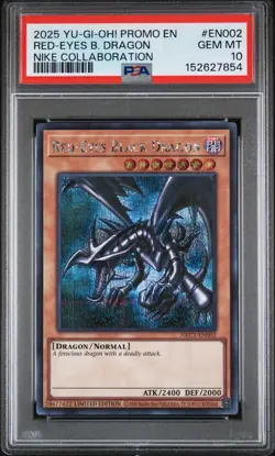 2025 YU-GI-OH! NIKE COLLABORATION PROMO #EN002 RED-EYES BLACK DRAGON PSA 10 - Image 1