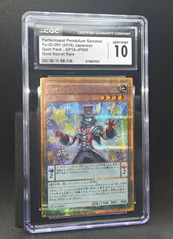 YuGiOh GP16-JP005 Gold Secret Rare Performapal Pendulum Sorcerer Japanese CGC 10 - Image 1