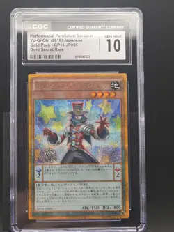 YuGiOh GP16-JP005 Gold Secret Rare Performapal Pendulum Sorcerer Japanese CGC 10 - Image 2