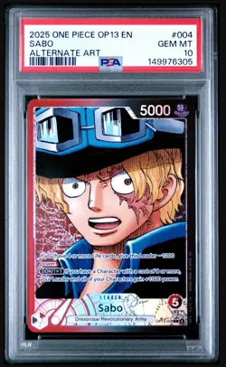 PSA 10 - One Piece SABO Alternate Art OP13-004 Carrying On His Will Foil - Image 1
