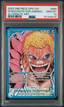 2022 ONE PIECE OP01-ROMANCE DAWN ALTERNATE ART #060 DONQUIXOTE DOFLAMINGO PSA 10 - Image 1