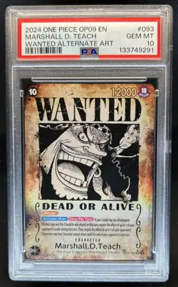 2024 One Piece OP09 EN Marshall D. Teach Wanted Alternate Art #093 PSA 10 - Image 1