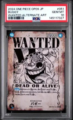2024 ONE PIECE JPN EMPERORS IN THE NEW WORLD WANTED ALT ART #051 BUGGY PSA 10 - Image 1