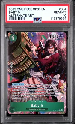 2023 ONE PIECE OP05-AWAKENING OF THE NEW ERA ALTERNATE ART #034 BABY 5 PSA 10 - Image 1