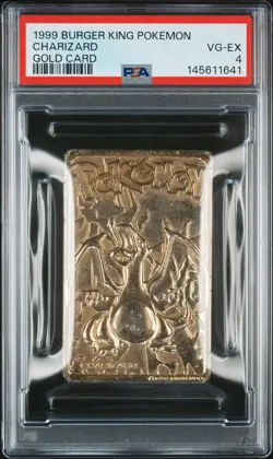1999 BURGER KING POKEMON GOLD CARDS CHARIZARD PSA 4 - Image 1