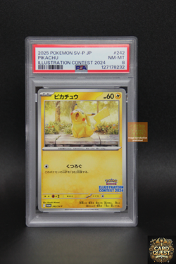 PSA 8 Pokemon Card Pikachu SV-P 242 Promo Illustration Japanese - Image 1