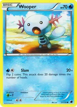 Wooper 21/116 Pokemon Plasma Freeze Trading Card TCG LP - Image 1