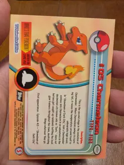 POKEMON Topps Card #5 CHARMELEON Non Holo Black Logo Near Mint TV Animation 1995 - Image 2