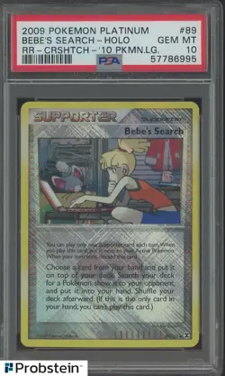2009 Pokemon Platinum RR Crosshatch Pokemon League Bebe's Search Holo PSA 10 - Image 1