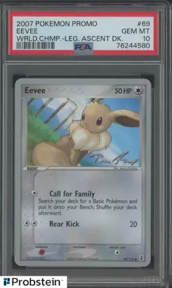 2007 Pokemon Promo World Championships Legend Ascent Deck #69 Eevee PSA 10 - Image 1