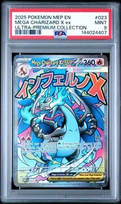 2025 POKEMON MEP ULTRA-PREMIUM COLLECTION #023 MEGA CHARIZARD X EX PSA 9 407 - Image 1