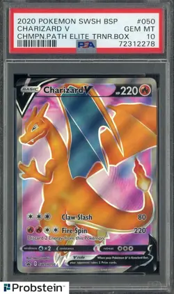 2020 Pokemon SWSH BSP Champions Path ETB #050 Charizard V PSA 10 GEM MINT - Image 1