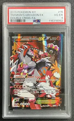 TEAM MAGMA'S GROUDON EX PSA 4 2015 POKEMON XY DOUBLE CRISIS #15 FULL ART FA 8992 - Image 1