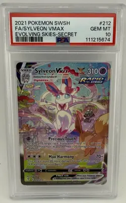 2021 Pokemon SWSH Evolving Skies PSA 10 Sylveon VMAX Alternate Art 212 - Image 1