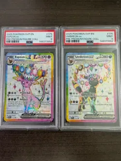 Umbreon ex AND Espeon ex 2025 Pokemon SV Prismatic Evo Promo #175 & #176 PSA 9 - Image 1