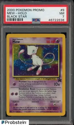 Pokemon PSA 7 2000 Mew Holo Black Star Promo #9 SWIRL - Image 1