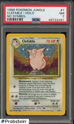 Pokemon PSA 7 1999 Jungle Clefable No Symbol Error #1 Holo - Image 1