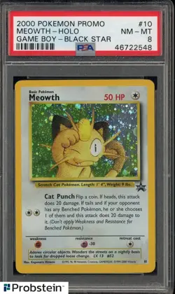 Pokemon PSA 8 2000 Meowth Promo Game Boy Black Star #10 Vintage - Image 1