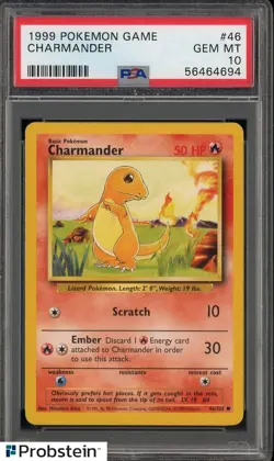Pokemon PSA 10 1999 Charmander Base Set #46 WOTC Vintage - Image 1