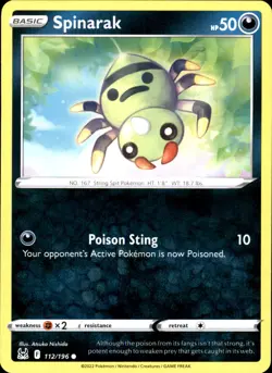 Spinarak 112/196 Common - Pokemon SWSH11: Lost Origin 2022 NM - Image 1
