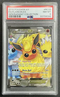 FLAREON FA PSA 8 2016 POKEMON GENERATIONS XY #RC28/RC32 RADIANT COLL FULL ART 86 - Image 1