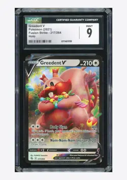 Pokemon CGC 9 Greedent V Ultra Rare 2021 217/264 Fusion Strike English - Image 1