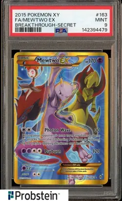 2015 Pokemon XY Breakthrough Secret #163 FA Mewtwo Ex PSA 9 MINT - Image 1