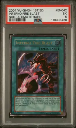 2004 Yu-Gi-Oh! 1st Edition SOD - Ultimate RARE #EN042 Iferno Fire Blast PSA 5 - Image 1