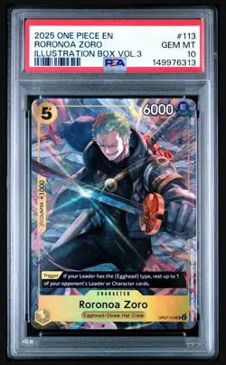 PSA 10 - One Piece Roronoa Zoro OP07-113 (Illustration Box Vol.3) - Image 1