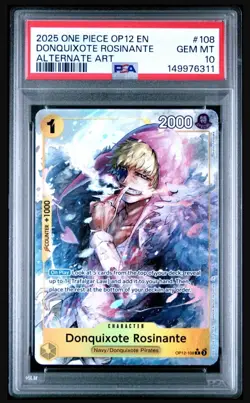 PSA 10 - One Piece Donquixote Rosinante Alternate Art OP12-108 Legacy of Master - Image 1